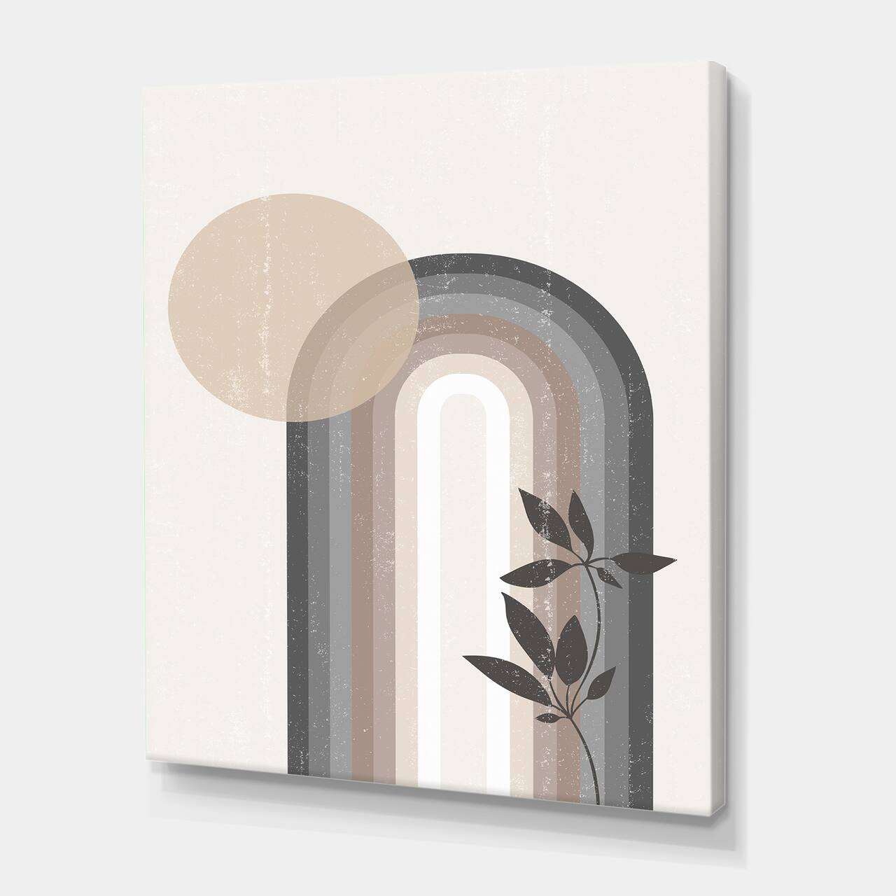 Designart - Abstract Rainbow Sun and Moon In Earth Tones III - Modern Canvas Wall Art Print